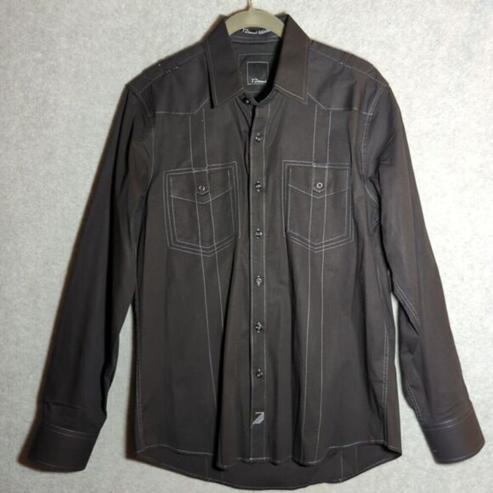 7 Diamonds Shirt Mens Medium Western Button Up Classic Smart Academia
